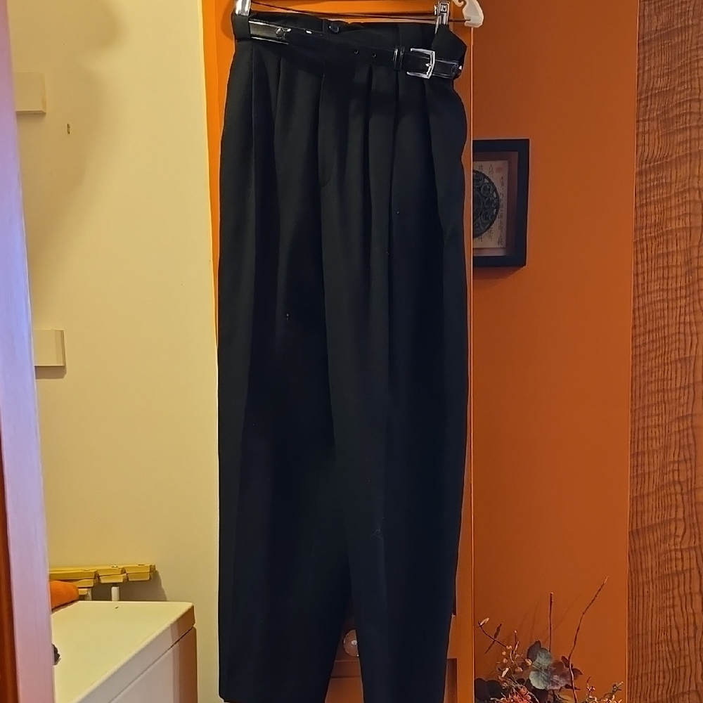 Stylish Black Pleated Trousers